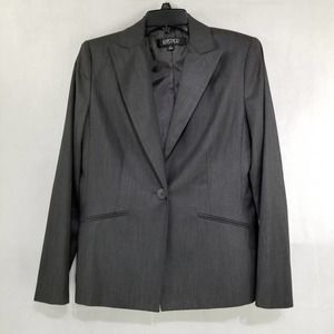 Kasper Charcoal Gray Blazer Jacket  Fitted Size 8 Shorter Length
